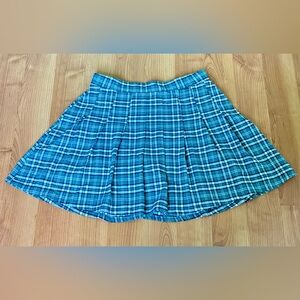 Hollister Flannel Skirt Medium Green Plaid Pleated High-Waist School Girl Y2K